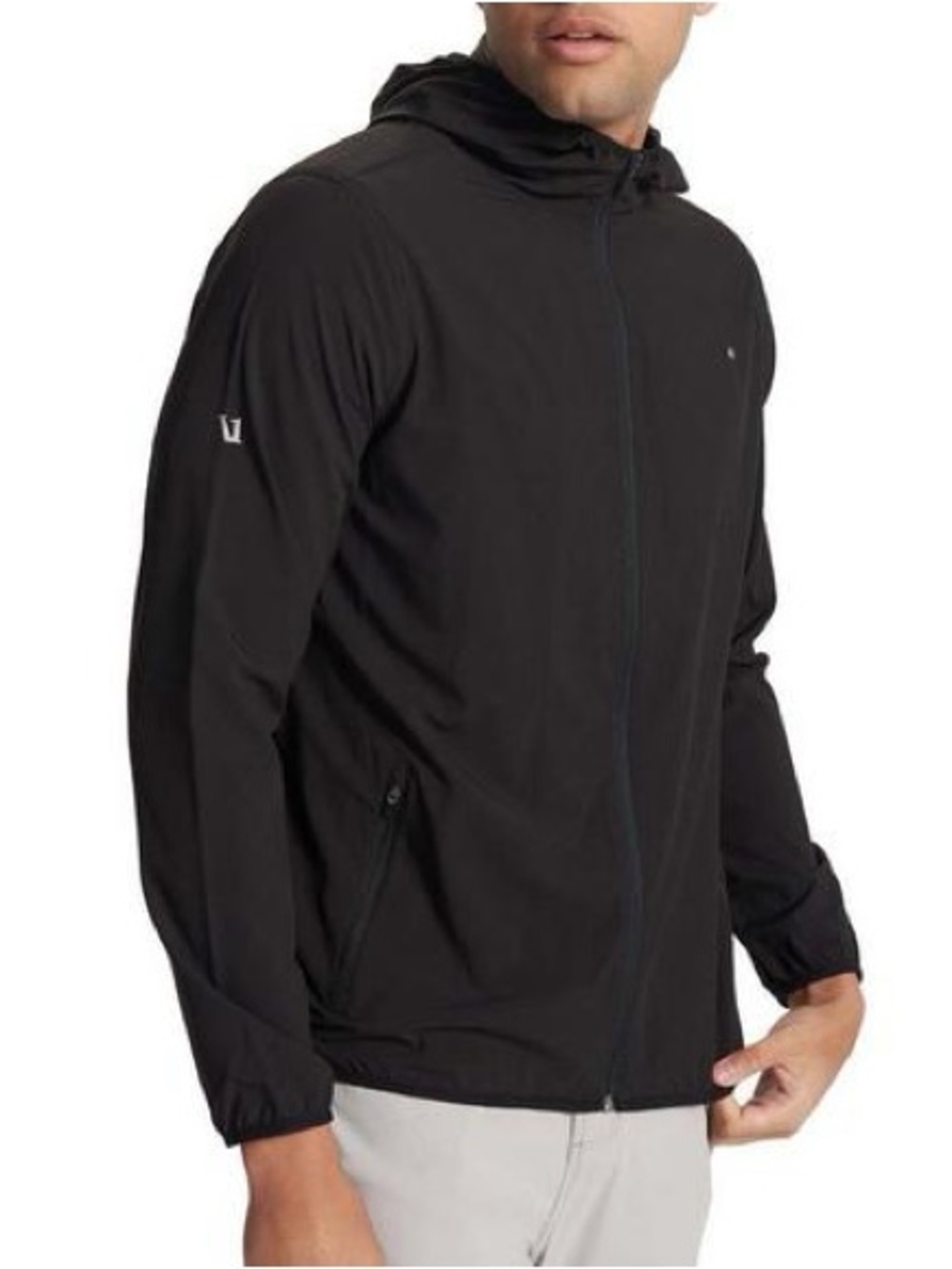 Vuori Men's Outdoor Trainer Shell Jacket black Lightweight Hooded fall active M